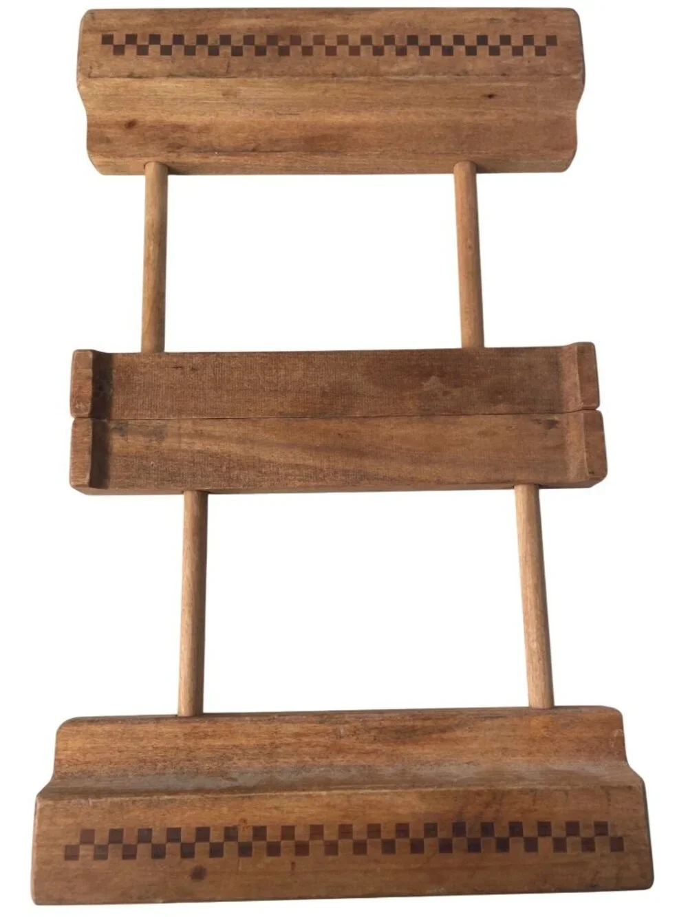 Pampered Chef Stoneware Trivet Adjustable Wood Trivet Cooling/Carry Rack